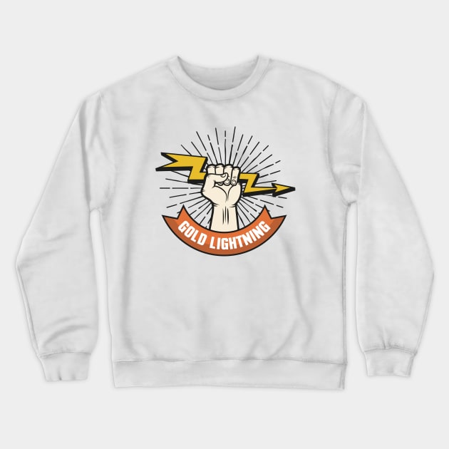 Gold Lightning Crewneck Sweatshirt by Mako Design 